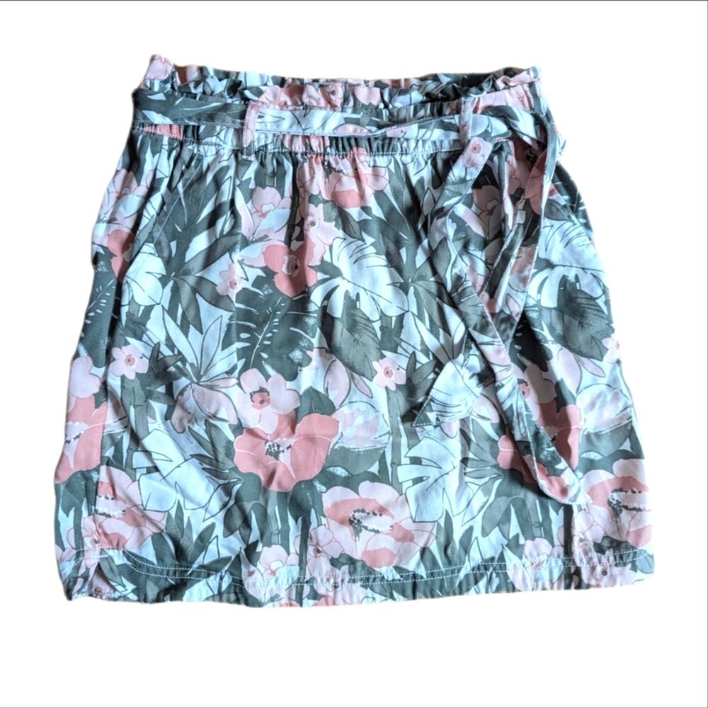 C&C California 100% Lyocell Tropical Floral Belted Comfy Beachy Summer Skirt